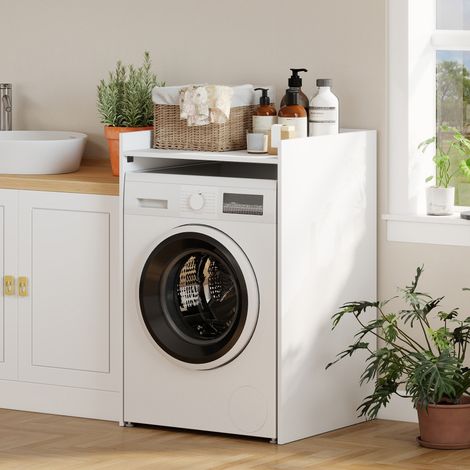 Badezimmerschrank Nischenschrank mit offen Regal, Badschrank für Badezimmer, kleine Räume, 64 x 60 x 97,5 cm, Weiß