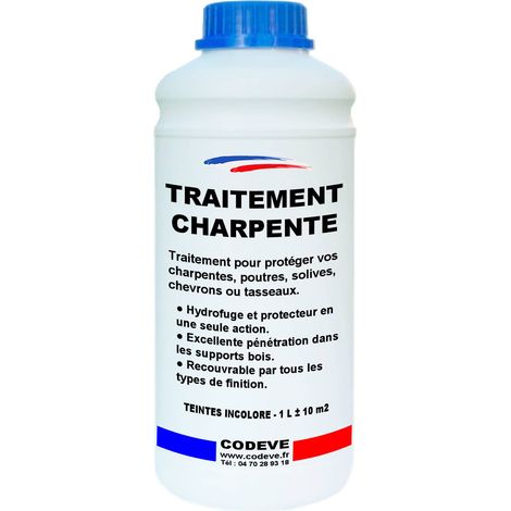 Traitement Charpente - 1 L   - Codeve Bois - Pour La Protection De Votre Poutre, Charpente, Solive Ou Chevron.