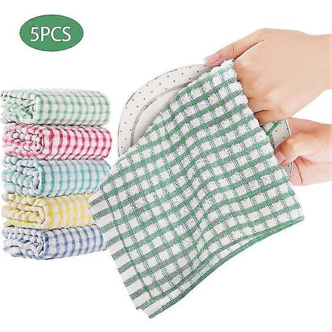 5 torchons de cuisine en coton, chiffons à vaisselle absorbants pour nettoyage ménager, linge de maison pour essuyer et laver la vaisselle, lot de 5 pièces. (1/5)