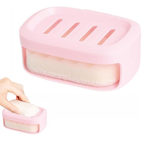 Porte-savon double avec égouttoir, porte-savon, boîte de rangement, support de boîte, porte-savon amovible à fentes (1/5)