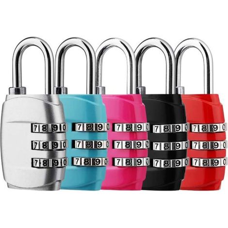 Cadenas À Combinaison - 3 Chiffres - Antirouille - Pour Valise Bagage Casier Sac À Dos - Rouge - 1 Pièce (1/4)