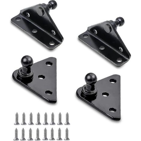 Supports de fixation à rotule de 10 mm (2 en L et 2 plats) avec 16 vis pour vérins à gaz Lift-o-mat, noir (1/5)