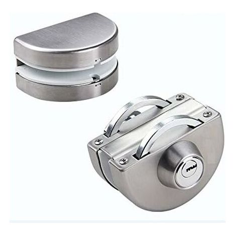 Doppia serratura per porte in vetro in acciaio inox 304, apertura su entrambi i lati con ganci senza telaio per vetri di spessore 10-12 mm.