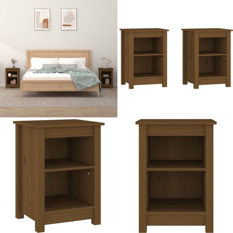 Tables de chevet 2 pcs Marron miel 40x35x55 cm Bois pin massif - Table De Chevet - Meuble De Chambre - Table Nuit - Mobilier - Bois Massif - Home & Living (1/5)