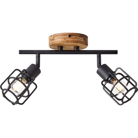 Brilliant Lampe Gwen Spotrohr 2flg antik holz/schwarz korund Metall schwarz 2x D45, E14, 28 W