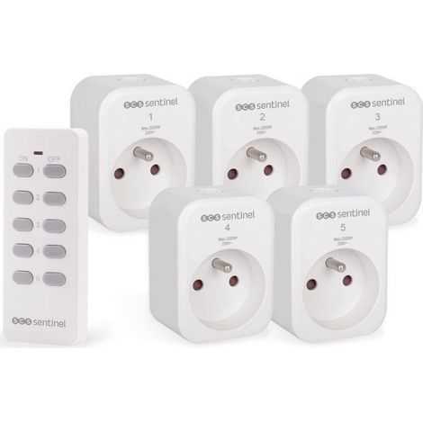 Prises télécommandées - SCS SENTINEL - ControlPower x5 - 5 prises - 1 télécommande (1/5)