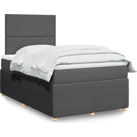 Boxspringbett mit Matratze Dunkelgrau 120x200 cm Stoff