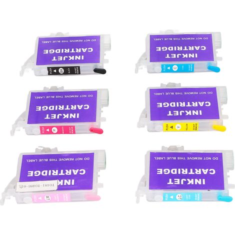 6 Cartouches d'Encre Compatibles pour Imprimantes Epson Stylus Photo R200 R220 R300 R320 - Kit Accessoire (1/5)