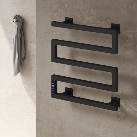 Reina Vispa Electric Heated Towel Rail 510mm H x 500mm W - Matt Black (1/4)
