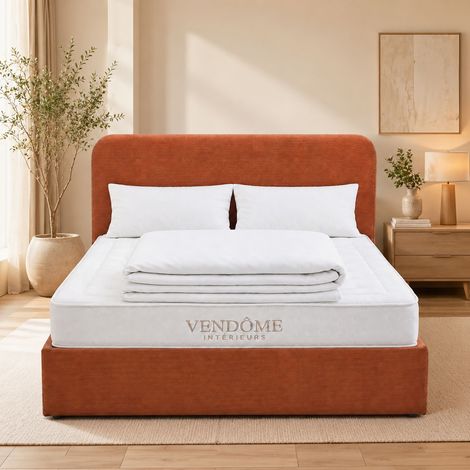 Ensemble matelas 140x190 cm + couette + 2 oreillers - COSMA (1/4)