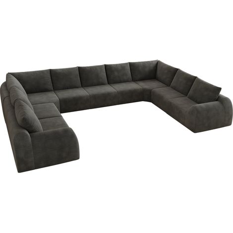 Divano a U senza montaggio da 411 cm in ciniglia grigio scuro (1/5)