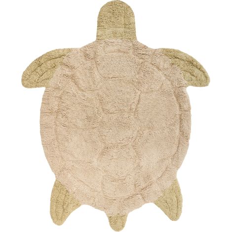 Kids Rug Beige Cotton 110 x 130 cm Machine-Washable Turtle-Shaped Kids Room TORTIE (1/5)