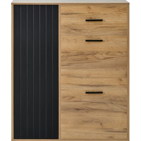 Moderne Schuhkommode 80 x 24 x 95,5 cm, Holzwerkstoff, schwarz/natur MODENUIT (1/5)