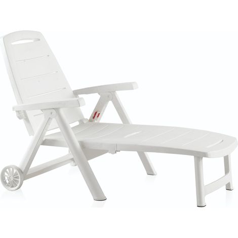 Tumbona plegable antibes blanca c/ ruedas 55364 BERNET (1/6)