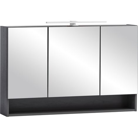 Badezimmer Spiegelschrank 100 cm inkl. LED Beleuchtung KAHLA-03 in graphit, B/H/T: ca. 100/64/20 cm (1/5)