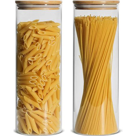 Glasvorratsdosen Set [2 x 1800ml] – Nudel- und Spaghetti-Aufbewahrung als Glasbehälter mit Deckel – Vorratsgläser mit Deckel für Müsli-Aufbewahrung – Aufbewahrungsgläser für die Küche (1/5)
