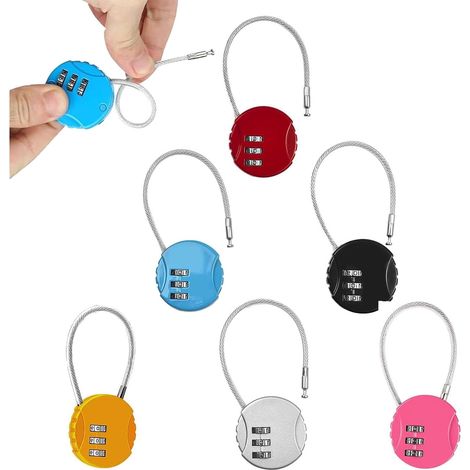 Lot de 6 Cadenas à Bagages, Cadenas à Combinaison, 3 Chiffres, Cadenas à Bagages avec Code Numérique pour Voyage, Sacs à dos, Valises de Vacances, 6 Couleurs