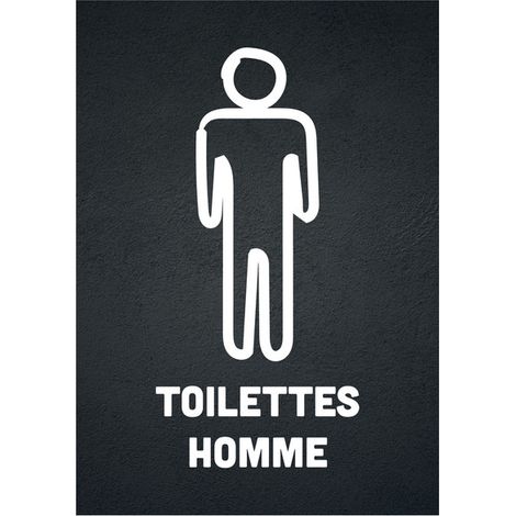 Panneau PVC "TOILETTES HOMME" fond noir format A5 (1/3)