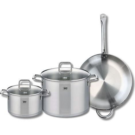 Ensemble de 1 Poêle de cuisson 32 cm et 2 faitouts 20 et 26 cm Elo Profi Citrin (1/5)