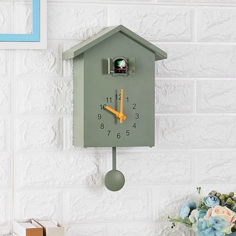 Horloge à coucou T60, l'oiseau sonne l'heure, couleur : vert-FX- (1/5)