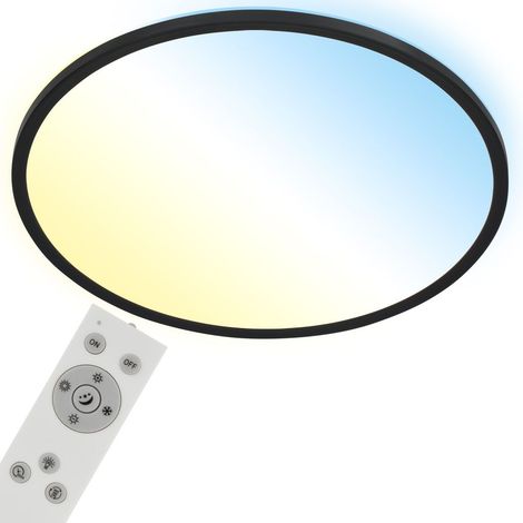 BRILONER SLIM LED Panel, Fernbedienung, Dimmbar, CCT Farbtemperatursteuerung, Backlighteffekt, schwarz, 48 x 3 cm