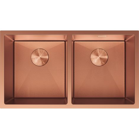 Mexen Binox fregadero de acero inoxidable de 2 compartimientos 800 x 450 mm, cobre HC - 6421802000-65HC (1/5)
