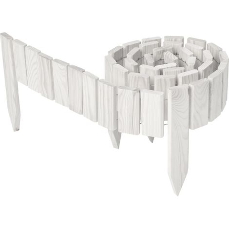 Garronda clôture de Jardin en Bois Bordure Jardin Cloture Jardin Exterieur, Palissade Bordurette Longueur: 200 cm GD-0149 (Blanc, Hauteur : 10 cm)