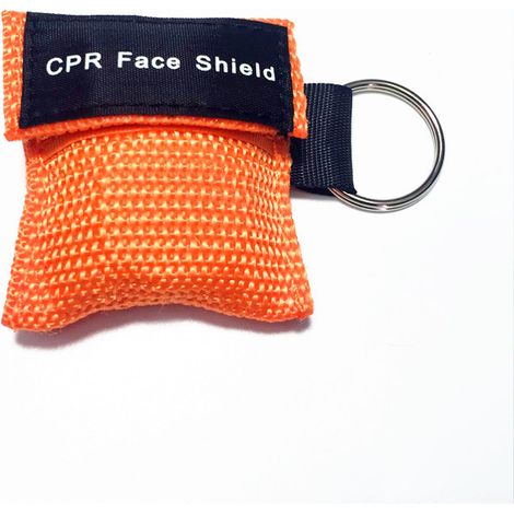 Lot de 10 masques de protection respiratoire orange avec anneau porte-clés pour trousse de premiers secours et formation aux premiers secours (1/5)