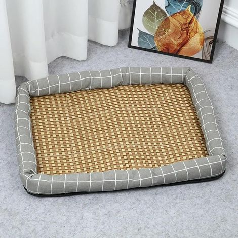 Tapis rafraîchissant en rotin imprimé de Dessins animés pour Chiens et Chats, lit d'été Double Face avec Rebord surélevé, Respirant et imperméable, résistant à l'usure, 5 Tailles S à XXL (1/5)