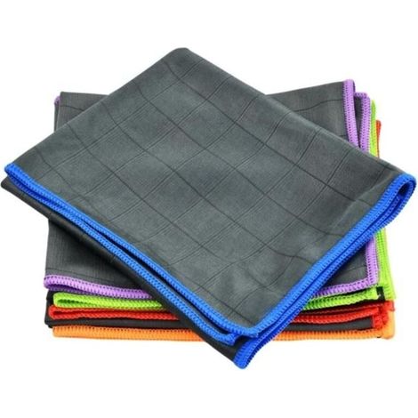 Lot de 4 chiffons en microfibre pour vitres de voiture Chiffons carbone Pour vitres voiture cristallines Sans peluches sans traces (1/5)