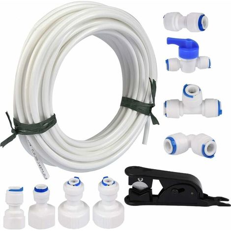 Tuyau d’alimentation en eau 15 mètres – Kit de connecteurs pour réfrigérateur européen – Installation rapide sans outils – Compatible Samsung, Bosch, LG - 4pipe (1/5)