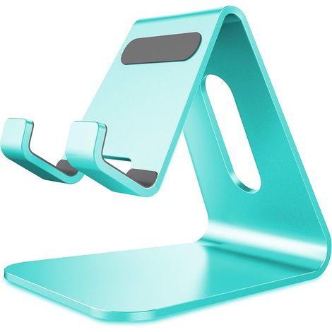 Mobile Phone Holder, Stand, Aluminum Desktop Stand Compatible with Switch, All Smartphones, iPhone 12 11 Mini Pro Max XS XR X SE 8 7 Plus SE 5, Mint Green (1/5)