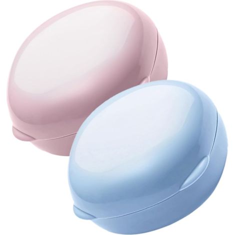 Waterproof and Easy-to-Clean Soap Dishes, Set of 2 Portable Round PP and PE Containers for Bathroom and Balcony (1/5)