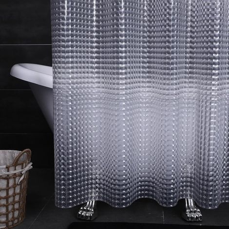 Rideau de Bain 180x200, Rideaux de Douche Peva Anti Moisissure Rideau de Douche Motif en Treillis Semi-Transparent (1/5)