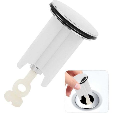 Tapón de lavabo universal cromado de 40 mm, tapón de desagüe para bañera excéntrico, para lavabo, bidé y cocina, altura ajustable, latón, 1 unidad. (1/4)