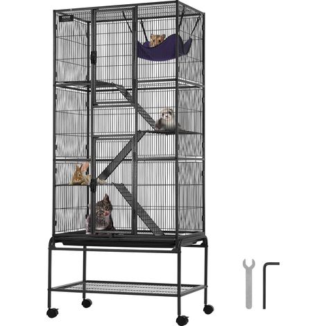 Vevor – Cage pour rongeur sur roulettes 69 pouces – Habitat 4 niveaux avec rampes antidérapantes – Matériau métal épais – Espacement 12,7 mm