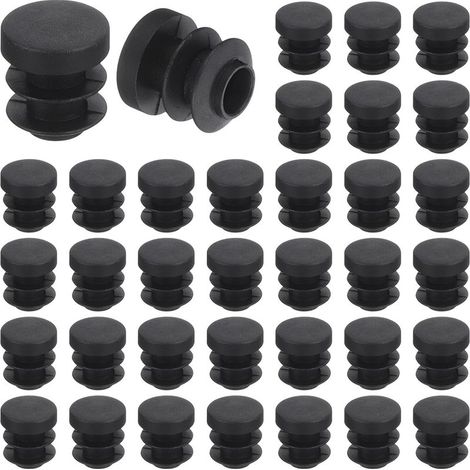 36 Pcs Round Plastic Caps, 12mm Black Furniture Leg Caps, Furniture Glide Protectors for Chair, Sofa, Table, Shelf (1/5)
