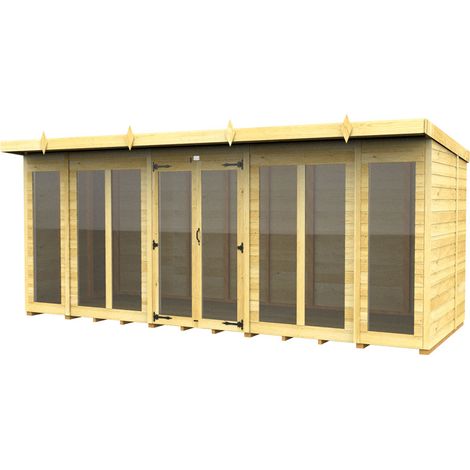 16 x 5 Pent Summer House (Full Height Window)