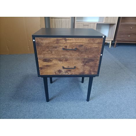 Table de chevet vintage à deux tiroirs, style industriel, idéale pour les chambres, les couloirs, les salons et les chambres d'enfants, marron vintage, 51 x 38 x 66 cm, 1 pièce (1/5)