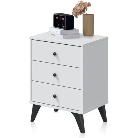 Mesita de noche Iconic Blanco Artik (Blanco Mate) - Negro (ancho) x 56cm (alto) (1/5)