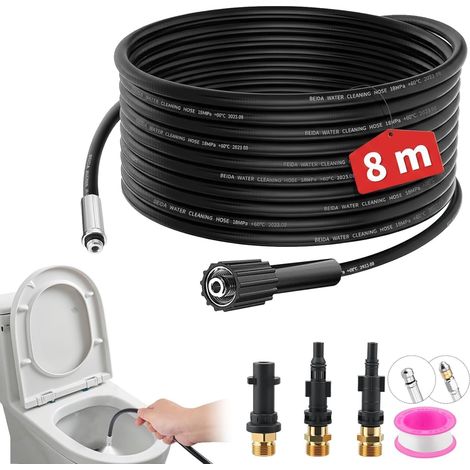 8m Tuyau Déboucheur Canalisation Haute Pression 400 Bar/5800 PSI (1/5)