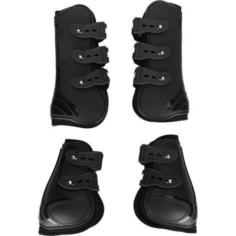 1 ensemble de protège-jambes de cheval en PU, Leggings épais avec doublure douce, noir XL (1/5)