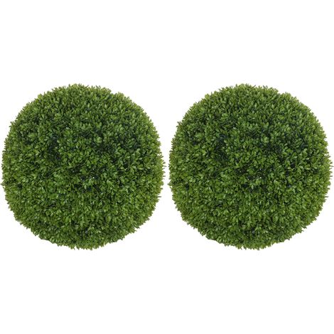 Lot de 2 buis artificiels topiaires artificielles en forme de boule vert (1/5)