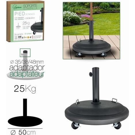 DK HOME SOPORTE SOMBRILLA CEMENTO NEGRO 25 kg C/RUEDAS (1/2)