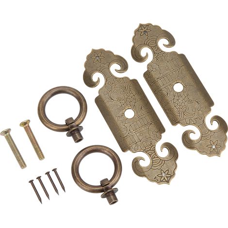 Set aus 2 robusten und langlebigen Vintage-Schubladengriffen aus rostfreiem Messing im Vintage-Stil, vielseitig einsetzbar. Antike Messing-Möbelgriffe. (1/5)