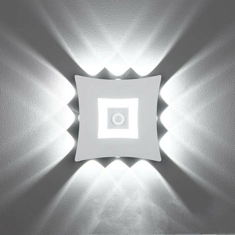 Wandleuchte für Wohnzimmer und EingangsbereichModerne 18-W-LED-Außenwandleuchte mit PIR-Bewegungsmelder, IP65-wasserdichte Wandlampe, 6000 K Kaltweiß-Aluminium-Gartenwandleuchte, Weiß (1/4)