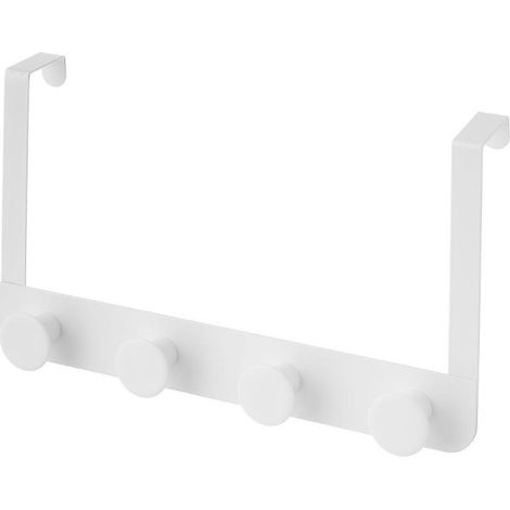 Portemanteau de porte 4 crochets en métal et ABS blanc – Dimensions 35x8.5x20cm – Installation rapide sans perçage – Wadiga (1/3)