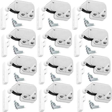 Fermeture à Ressort Porte d'Armoire,12PCS Loqueteaux à Ressort Mini Latch Serrure à Ressort Avec Des Vis pour Armoire Peut Etre Utilisé pour Les Placards Tiroirs Panneaux De Particules