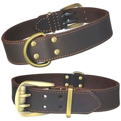 Collier pour chien en cuir véritable, réglable, taille XXL, résistant et ajustable pour grands chiens, collier de qualité pour animaux de compagnie (1/5)