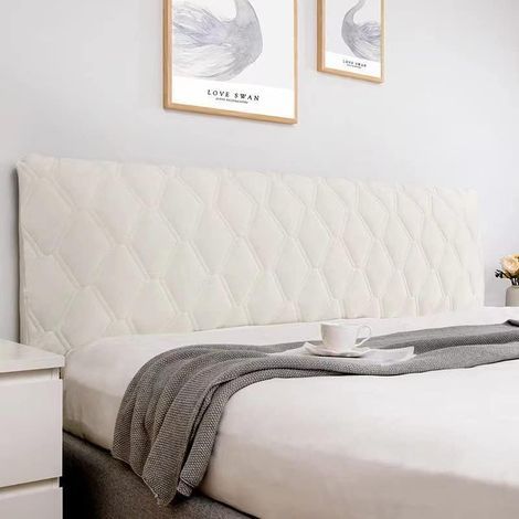 Housse tête de lit extensible 160cm – Velours doux lavable – Protection anti-poussière – Compatible avec têtes de lit jusqu'à 30cm d'épaisseur (1/5)